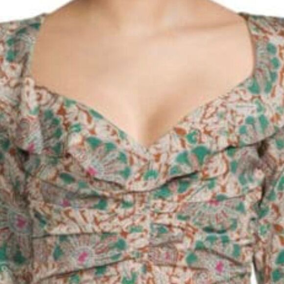 NWT Veronica Beard Lozano print ruched silk blend mini dress Size 2 - Picture 3 of 7